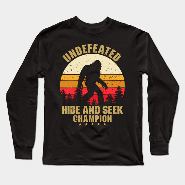 Vintage Undefeated Hide And Seek Champion Shirt Bigfoot 2 Long Sleeve T-Shirt by luisharun